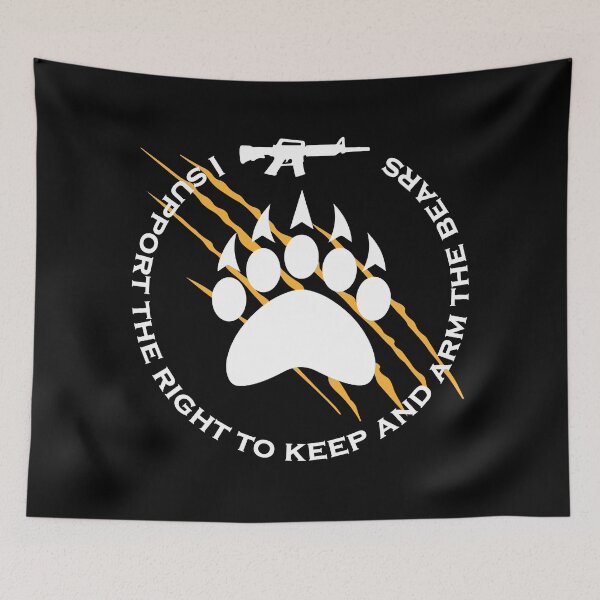 Item preview, I support the right to keep and arm the bears, funny quote for bears lovers with angry bear face design  designed and sold by HBWOLFARTS.