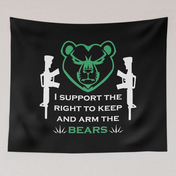 Item preview, I support the right to keep and arm the bears, funny quote for bears lovers with angry bear face design  designed and sold by HBWOLFARTS.