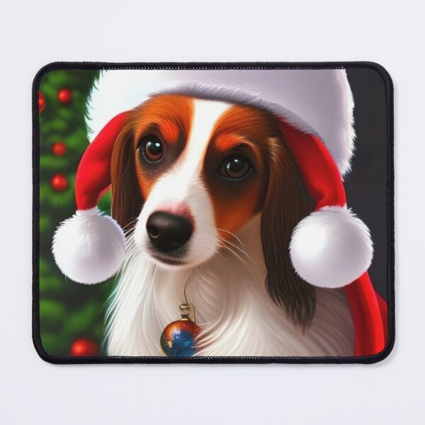 Item preview, Christmas Nederlandse Kooikerhondje Wearing A Santa Hat designed and sold by ZenEverAI.