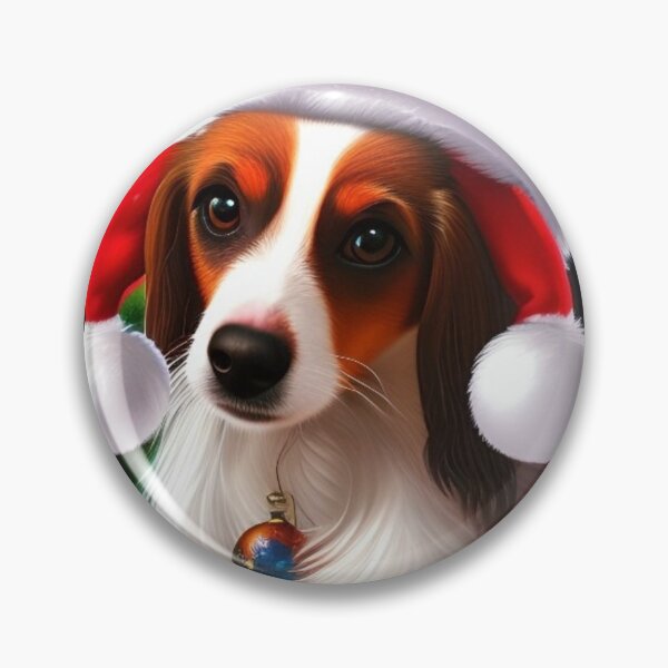 Item preview, Christmas Nederlandse Kooikerhondje Wearing A Santa Hat designed and sold by ZenEverAI.