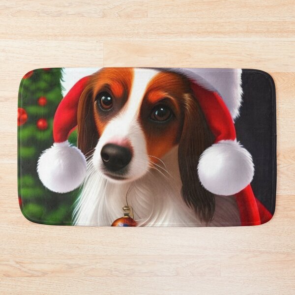 Item preview, Christmas Nederlandse Kooikerhondje Wearing A Santa Hat designed and sold by ZenEverAI.