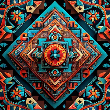 Imagen de la obra Vibrant Brilliant Western Pattern Digital Painting de CodeAndColors