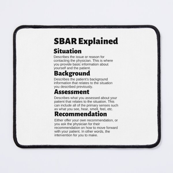 Item preview, Situation Background Assessment Recommendation SBAR Mnemonic designed and sold by Caregiverology.
