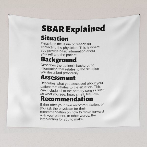 Item preview, Situation Background Assessment Recommendation SBAR Mnemonic designed and sold by Caregiverology.