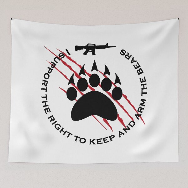Item preview, I support the right to keep and arm the bears, funny quote for bears lovers with angry bear face design  designed and sold by HBWOLFARTS.