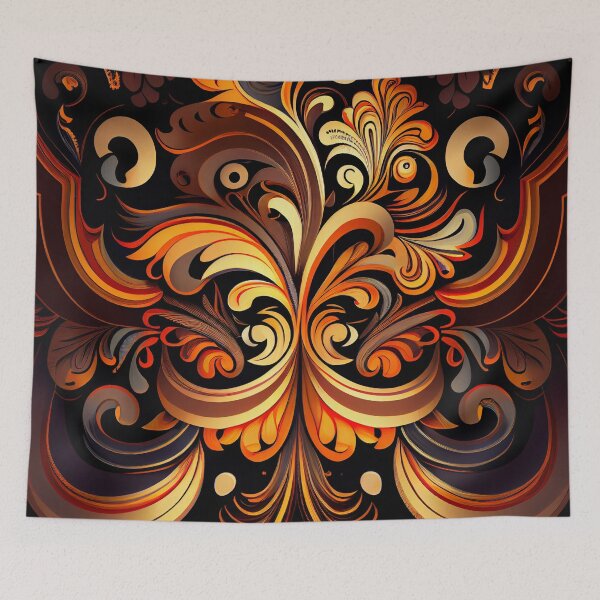 Aperçu de l'œuvre Artistic Flowing New Traditional Pattern Digital Painting créée et vendue par CodeAndColors.