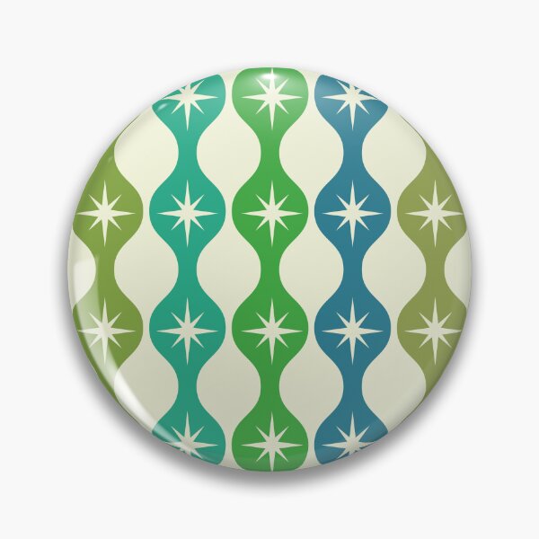 Item preview, Mid century Retro Starbursts on ogee ovals pattern in lime green, mint green and blue  designed and sold by Yasminepatterns .