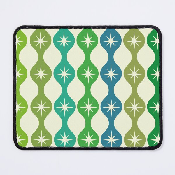 Item preview, Mid century Retro Starbursts on ogee ovals pattern in lime green, mint green and blue  designed and sold by Yasminepatterns .