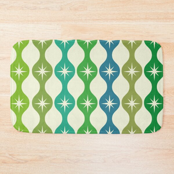 Item preview, Mid century Retro Starbursts on ogee ovals pattern in lime green, mint green and blue  designed and sold by Yasminepatterns .