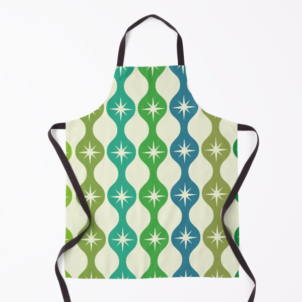 Item preview, Mid century Retro Starbursts on ogee ovals pattern in lime green, mint green and blue  designed and sold by Yasminepatterns .