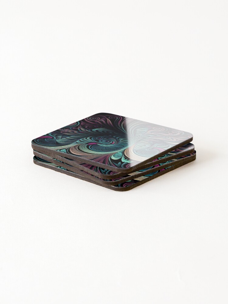 Thumbnail 4 of 5, Coasters (Set of 4), Enchanted Line Pattern Digital Painting designed and sold by CodeAndColors.