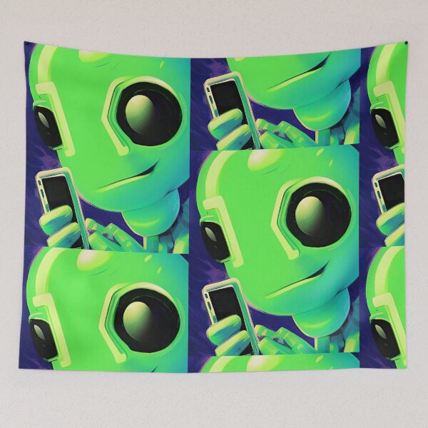 Item preview, Green Alien Art. Funny Alien selfie phone designed and sold by Neo-Expression.