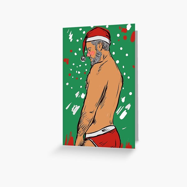 Santa's coming to town - Guy dressed in Santa Claus in the snow Greeting Card