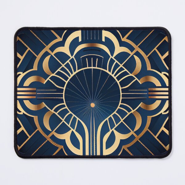 Item preview, Blue Geometric Art Deco Pattern Digital Painting designed and sold by CodeAndColors.