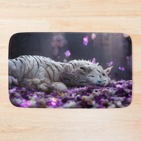Item preview, Mutated white tiger laid to rest in a bed of colorful flower petals designed and sold by RK - Shop.