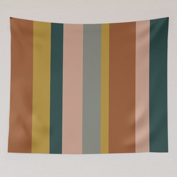 Item preview, Vertical Stripe Retro Modern Pattern in Boho Rust Mustard Blue and Blush designed and sold by kierkegaard.