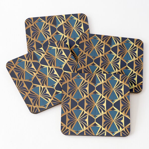 Item preview, Blue Geometric Art Deco Pattern Digital Painting designed and sold by CodeAndColors.
