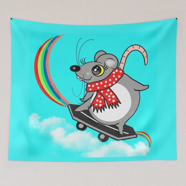Item preview, Happy rat (mouse) - skateboarding designed and sold by Shirley cute art .