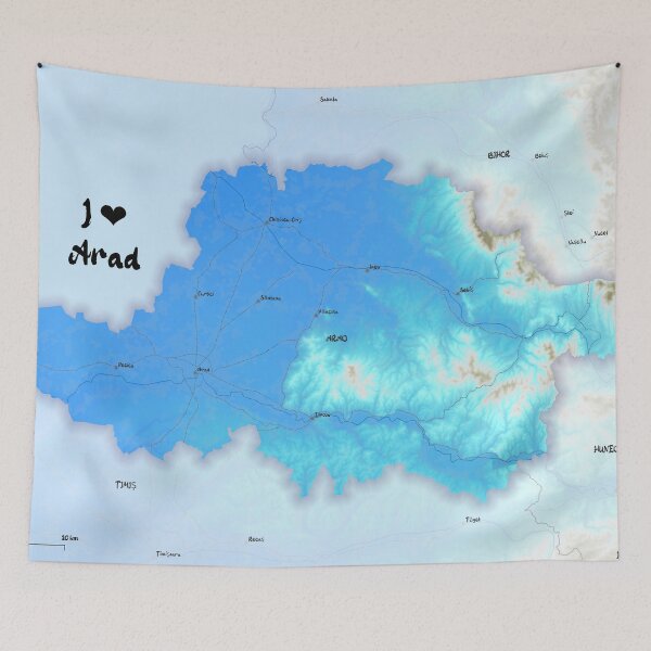 Item preview, Arad County Map, România designed and sold by maptheclouds.