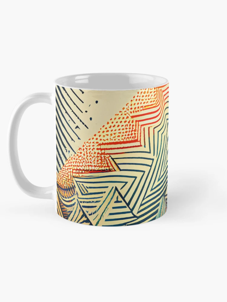 Thumbnail 5 of 6, Coffee Mug, Geometric Rough Line Pattern Digital Painting designed and sold by CodeAndColors.