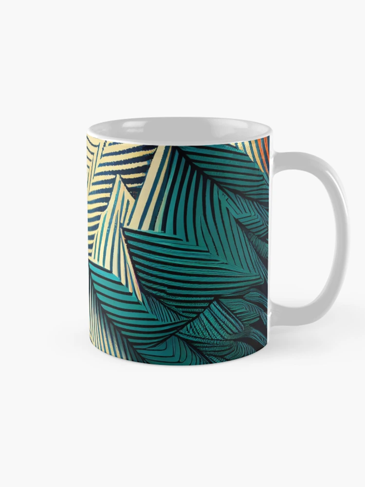 Thumbnail 3 of 6, Coffee Mug, Geometric Rough Line Pattern Digital Painting designed and sold by CodeAndColors.