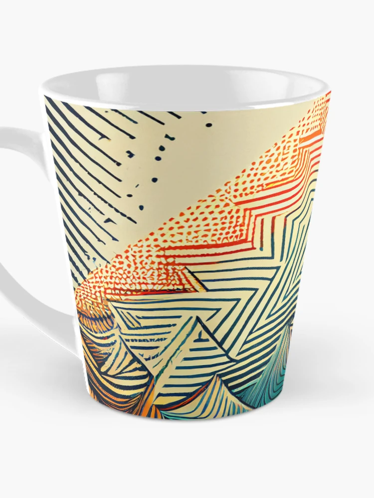 Thumbnail 3 of 4, Coffee Mug, Geometric Rough Line Pattern Digital Painting designed and sold by CodeAndColors.
