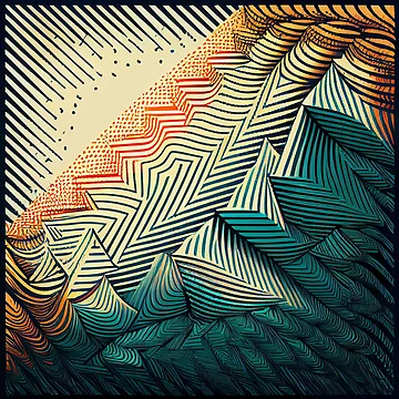 Artwork thumbnail, Geometric Rough Line Pattern Digital Painting by CodeAndColors