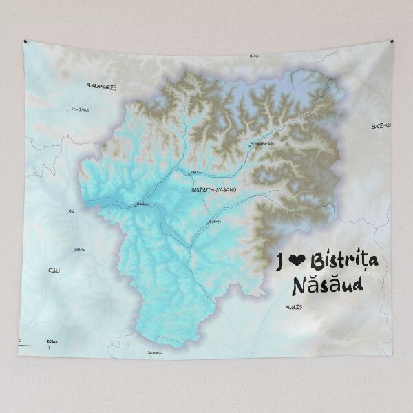 Item preview, Bistrița Năsăud County Map, România designed and sold by maptheclouds.