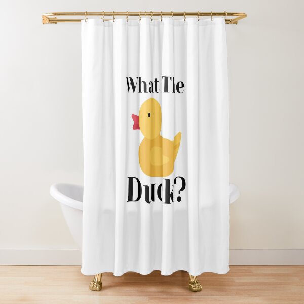 Juego de cortina de ducha de pato de goma, lindos patos de dibujos animados  amarillos nadando en el agua, cortina de ducha divertida de tela con