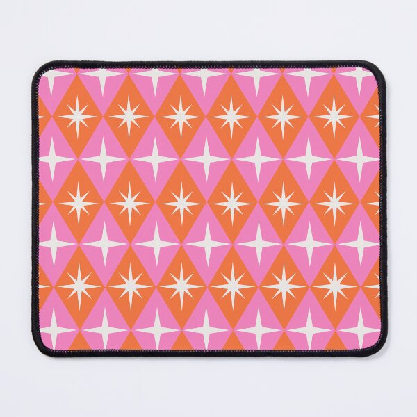 Artikelvorschau,    Retro Starbursts-Muster der Mitte des Jahrhunderts auf orange und rosa Rautenformen entworfen und verkauft von Yasminepatterns .