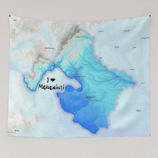 Item preview, Mehedinți County Map, România designed and sold by maptheclouds.