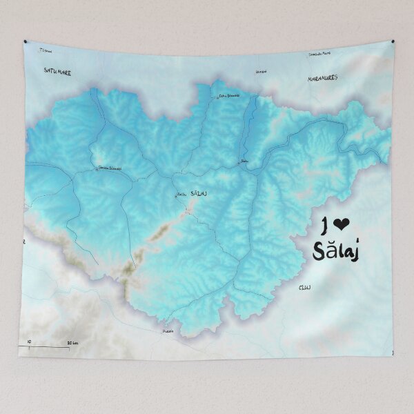 Item preview, Sălaj County Map, România designed and sold by maptheclouds.
