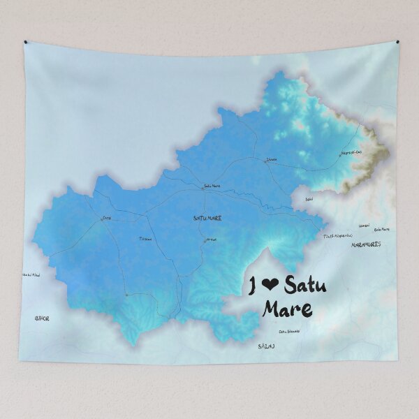 Item preview, Satu Mare County Map, România designed and sold by maptheclouds.
