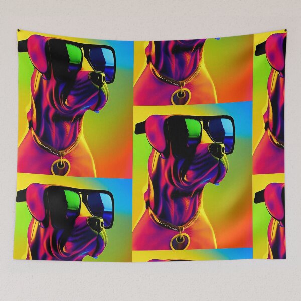 Item preview, Pop art mastiff. Colorful dog wearing sunglasses. designed and sold by Neo-Expression.