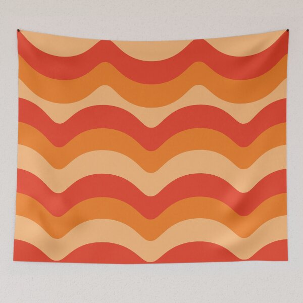Item preview, Retro 70s   Abstract groovy Waves Pattern in red , orange and beige  designed and sold by Yasminepatterns .