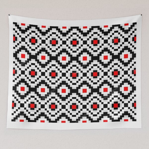 Item preview, black white red pattern block print pretty exotic designed and sold by Vkhandekar.