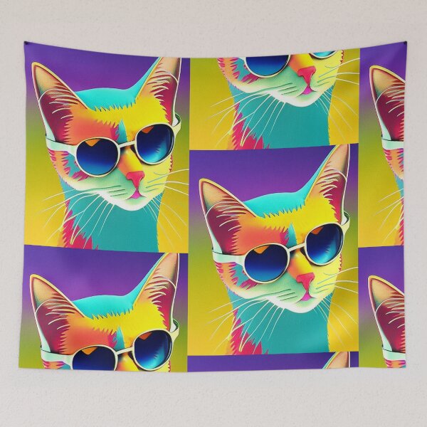 Item preview, Colorful cats popart wearing sunglasses designed and sold by Neo-Expression.