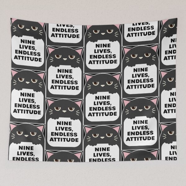 Item preview, CUTE CARTOON CAT NINE LIVES, ENDLESS ATTITUDE designed and sold by w1ckerman.