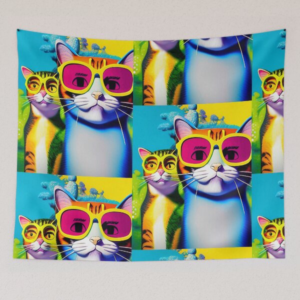 Item preview, Colorful cats popart wearing sunglasses designed and sold by Neo-Expression.