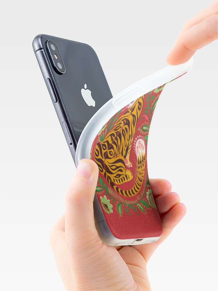 Alternate view of Tiger Folk Art iPhone Case & Cover