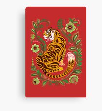 Tiger Folk Art Canvas Print