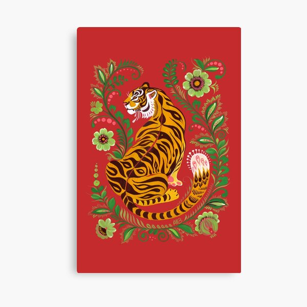 Tiger Folk Art Canvas Print