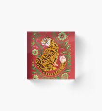Tiger Folk Art Acrylic Block