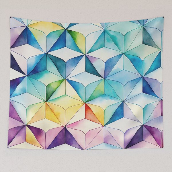 Aperçu de l'œuvre Grille isométrique aquarelle créée et vendue par Patternifico.