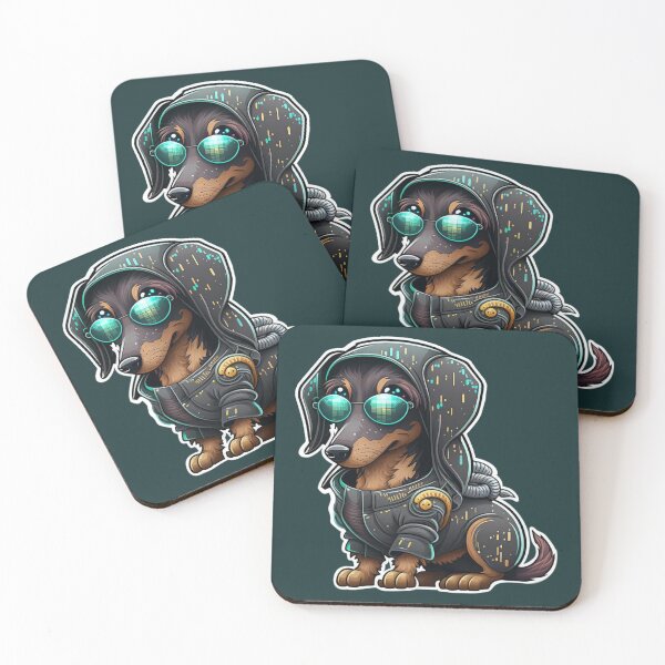 Item preview, Futuristic cyberpunk dachshund designed and sold by Shaani.