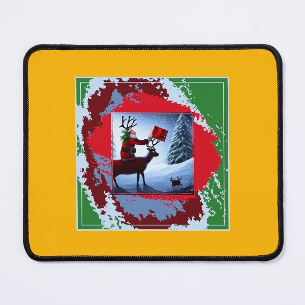 Item preview, Santa & Reindeer delivering presents in Tin Foil Style design designed and sold by CoyoteGifts.