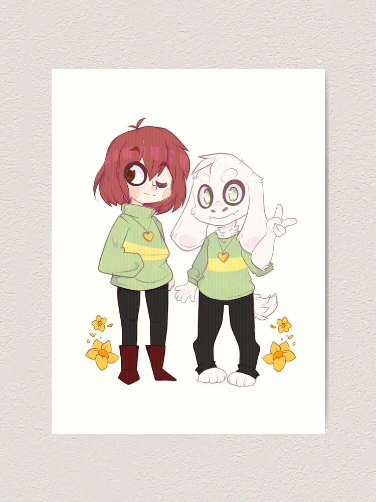 Best Friends Asriel And Chara Art Print By Sailgoat Redbubble