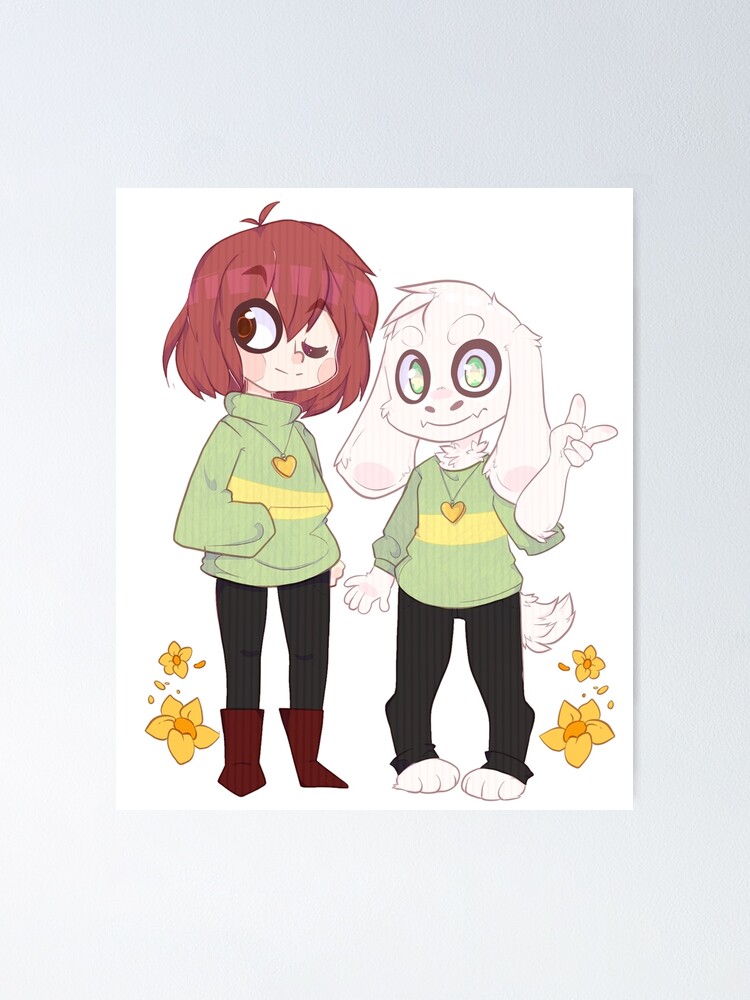 Best Friends Asriel And Chara Poster By Sailgoat Redbubble