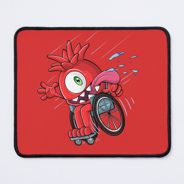 Item preview, funny cute monster in wheelchair has fun designed and sold by FlamingoFashion.