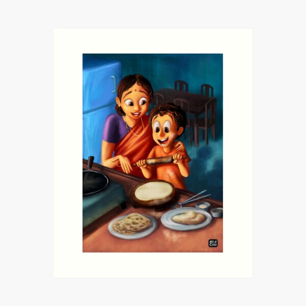 Making your first round roti Art Print
